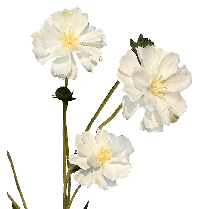 Kornblomst kunstig blomst i hvid af plast closeup