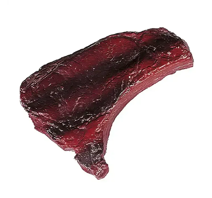 Kunstig steak grillet af plast