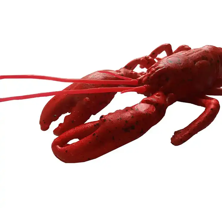 Hummer kunstig dyr af plast i rød 30cm closeup