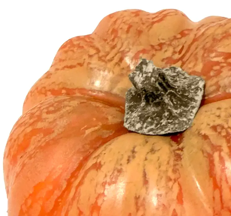 Græskar af plast i orange kunstig mad closeup