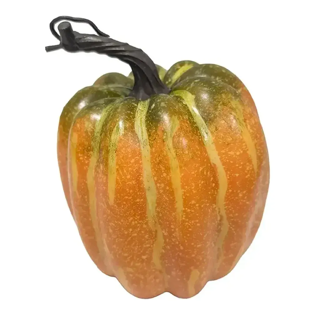 Græskar af plast i orange kunstig mad 10x14cm