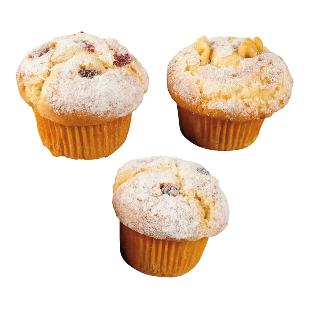 Muffins kunstige af plast i tre forskellige varianter