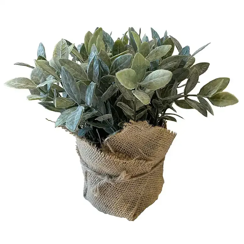 Mynte i jute pose, kunstig plante