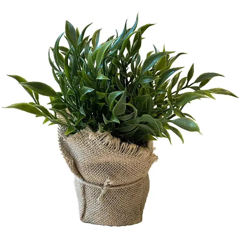 Musetorn i jute pose, kunstig plante 