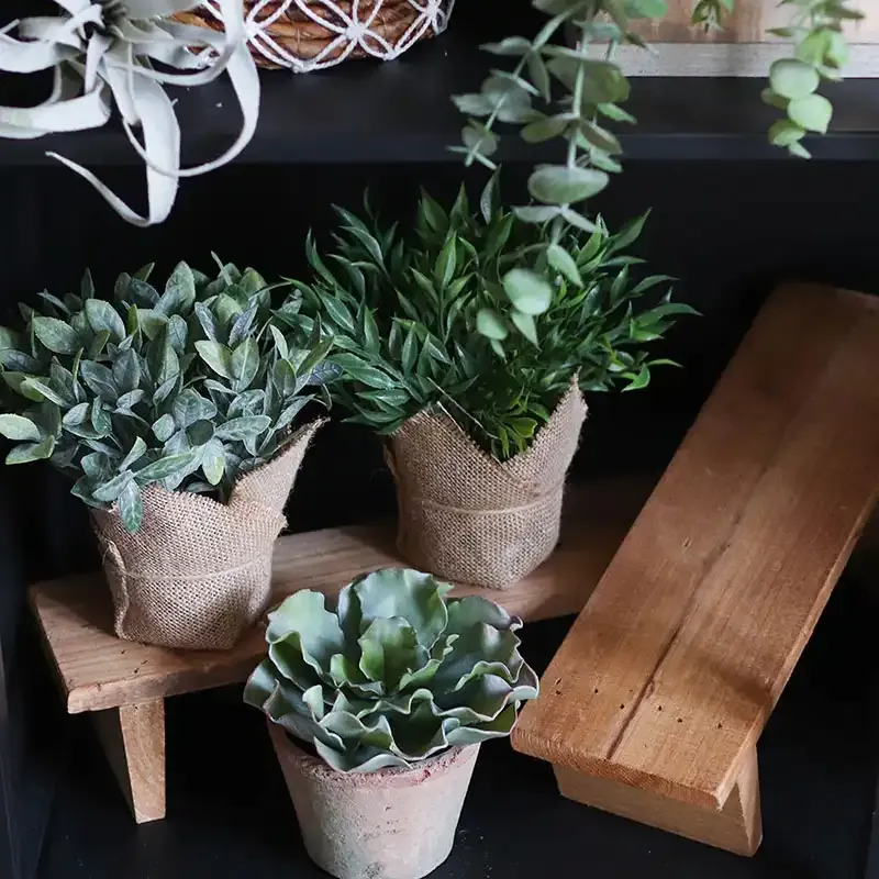 Musetorn i jute pose, kunstig plante