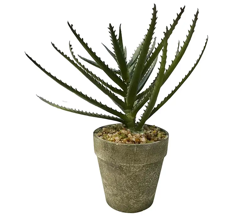 Aleo vera kunstig plante af plast i grøn sat i rustik potte 18cm