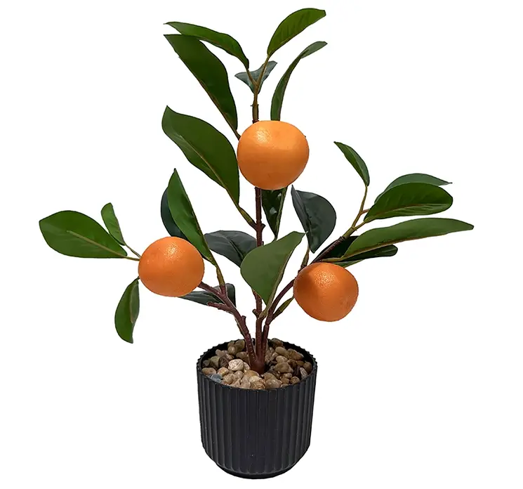 Appelsin træ med appelsiner kunstig af plast i sort potte 27cm