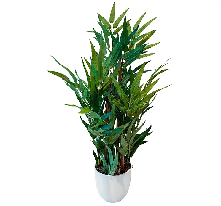 Bambus kunstig plante af plast i grøn 63cm i hvid krukke 