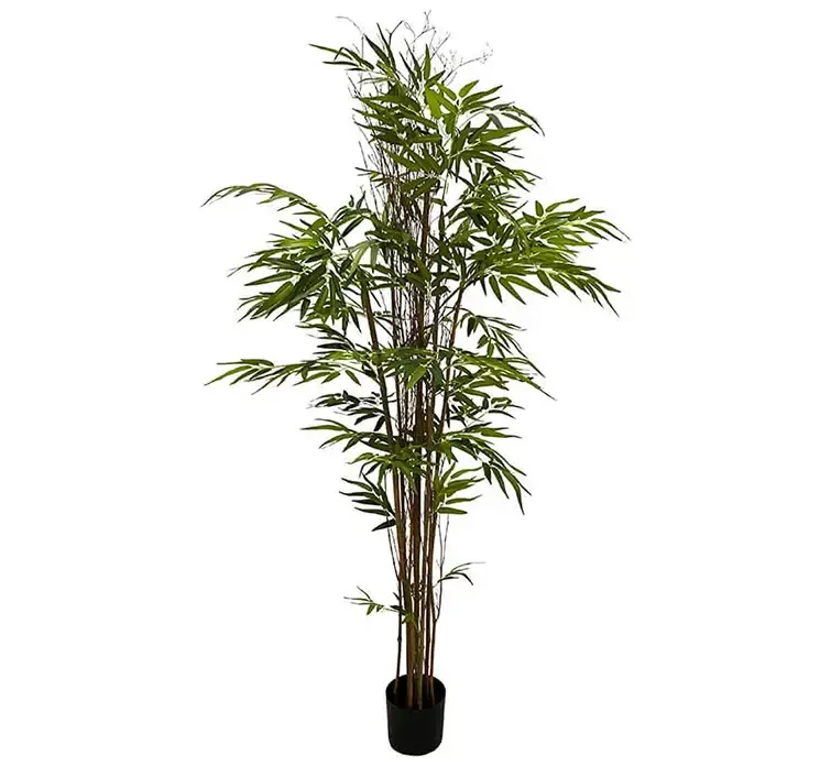 Bambus plante af plast i sort potte kunstig