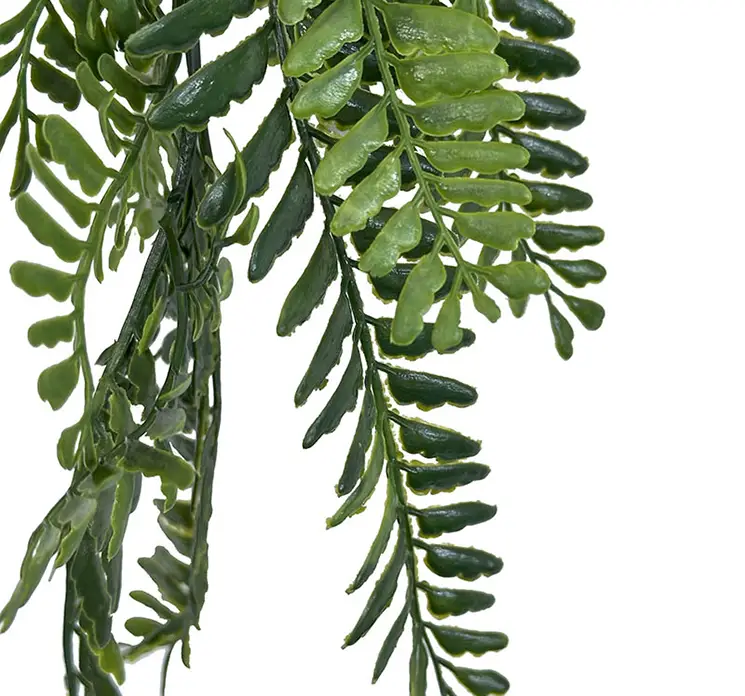 Bregne hænger kunstig plante af plast med uv-beskyttelse i grøn 80cm closeup