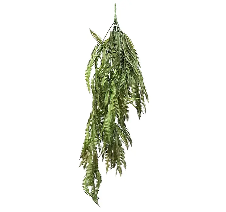 Bregne hænger kunstig plante af plast i grøn