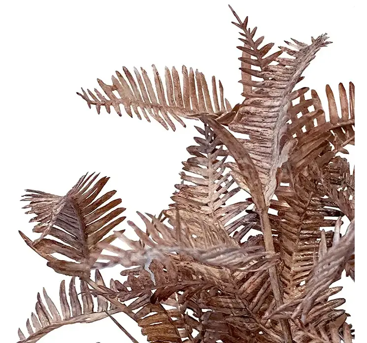 Bregne stilk kunstig af plast i brun 40cm closeup