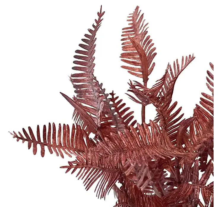 Bregne stilk kunstig af plast i mørk rosa 40cm closeup