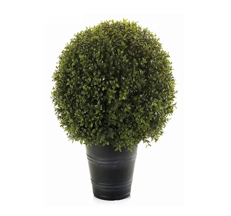 kunstig uv-beskyttet buksbom i sort potte