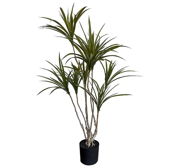 Dracaena kunstig plante af plast i grøn i sort potte 120cm