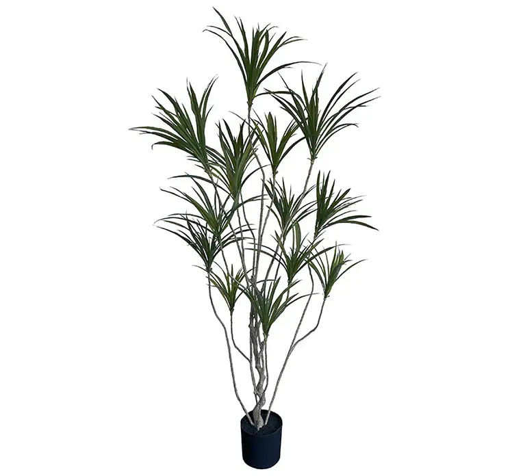Dracaena kunstig træ i sort potte af plast i grøn 180cm