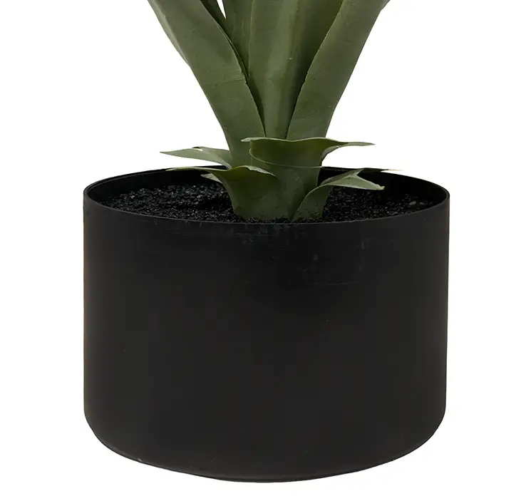 Dracaena kunstig uv-beskyttet plante af plast i sort potte 80cm closeup af potte