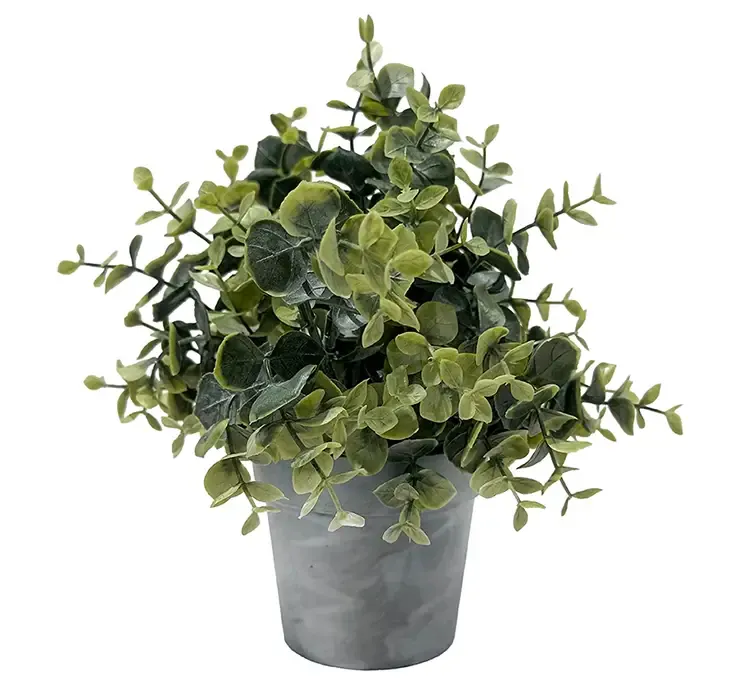 Kunstig eukalyptus plante i potte af plast