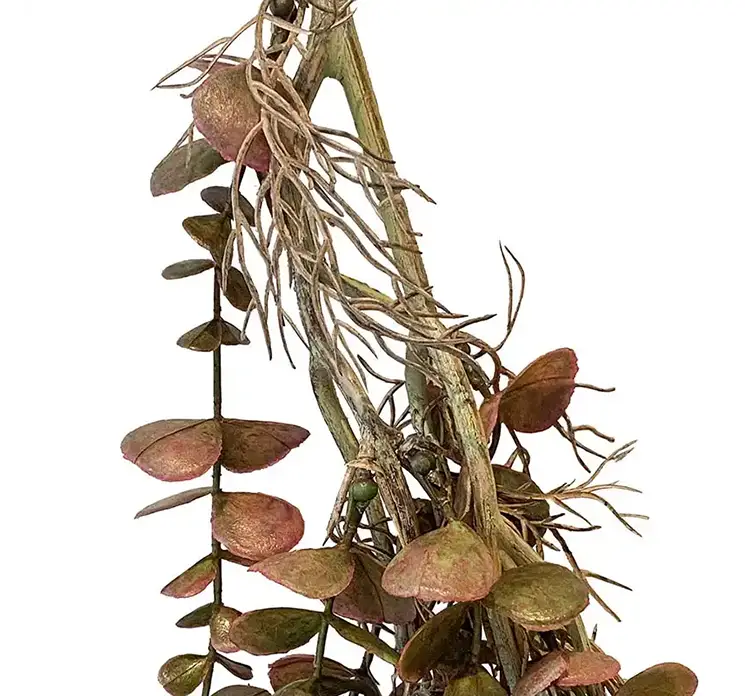 Eukalyptus hænger kunstig plante af plast i rød og grøn 97cm closeup