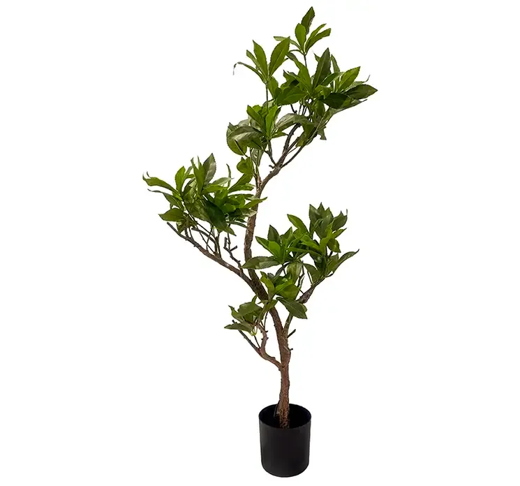 Kunstig japansk pieris plante i sort potte af plast