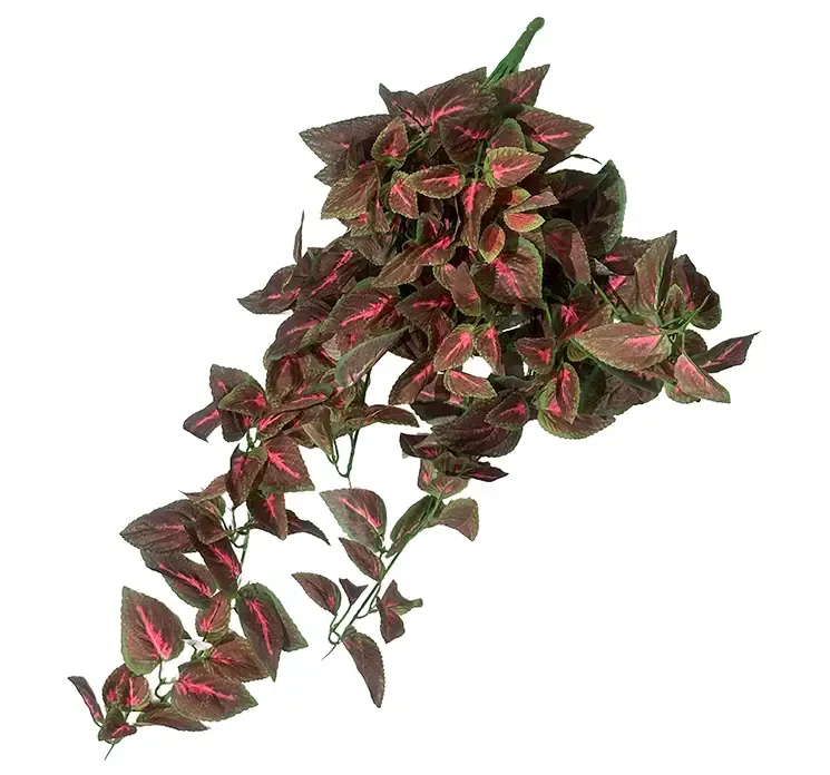Kunstig paletblad også kaldet coleus hængeplante i grøn og pink af plast