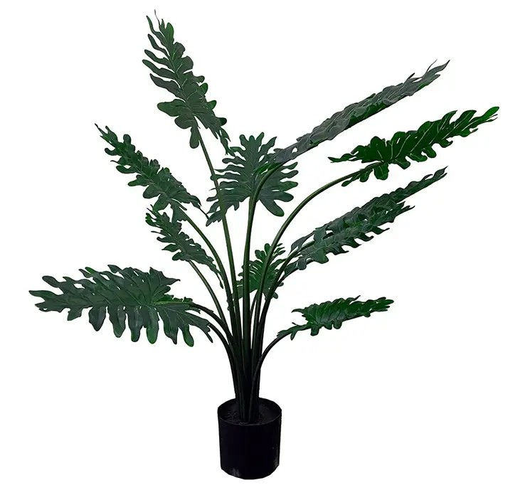 Philodendron xanadu kunstig plante i grøn af plast i sort potte