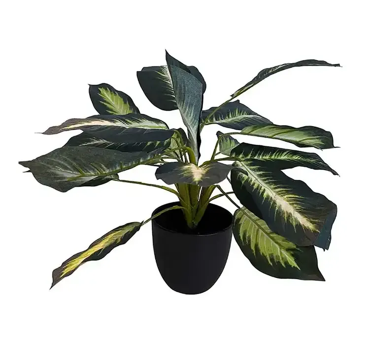 Kunstig sigøjnerblads plante i sort potte af plast