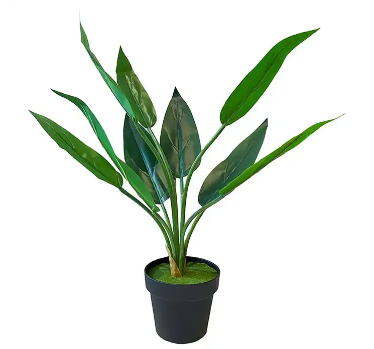 Strelitzia kunstig plante i sort potte af plast uv-beskyttet i grøn 60cm