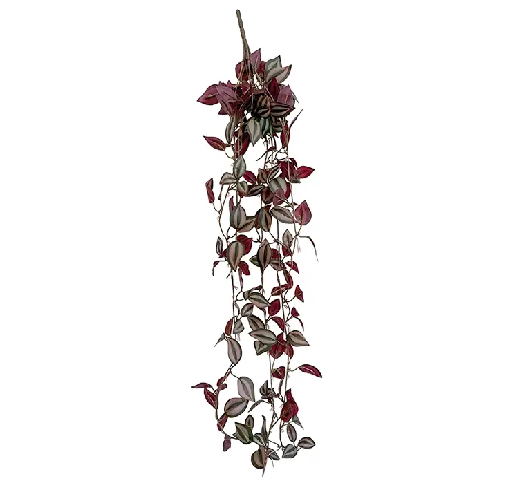Tradescantia kunstig hængeplante af plast i grøn og bordeaux farvet 85cm