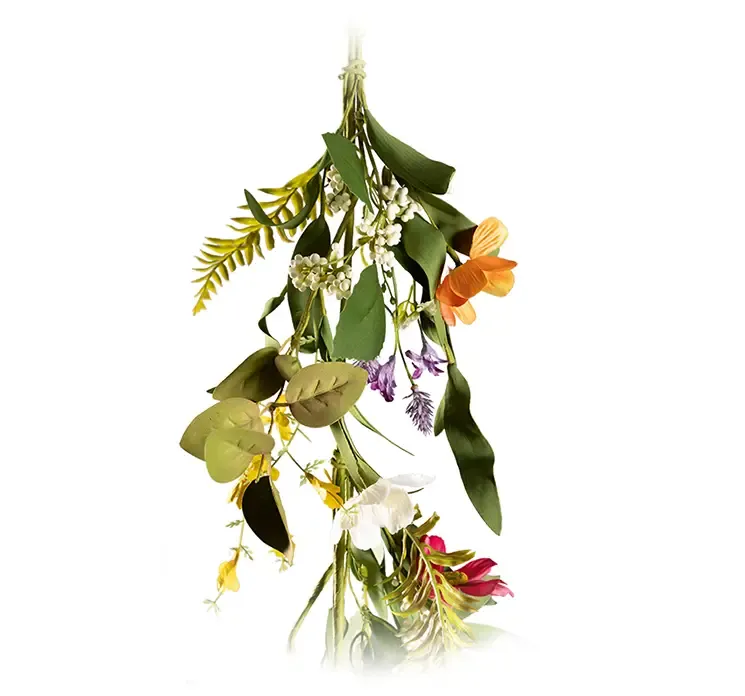 Kunstig blomsterranke af plast med flere blomster, multifarvet