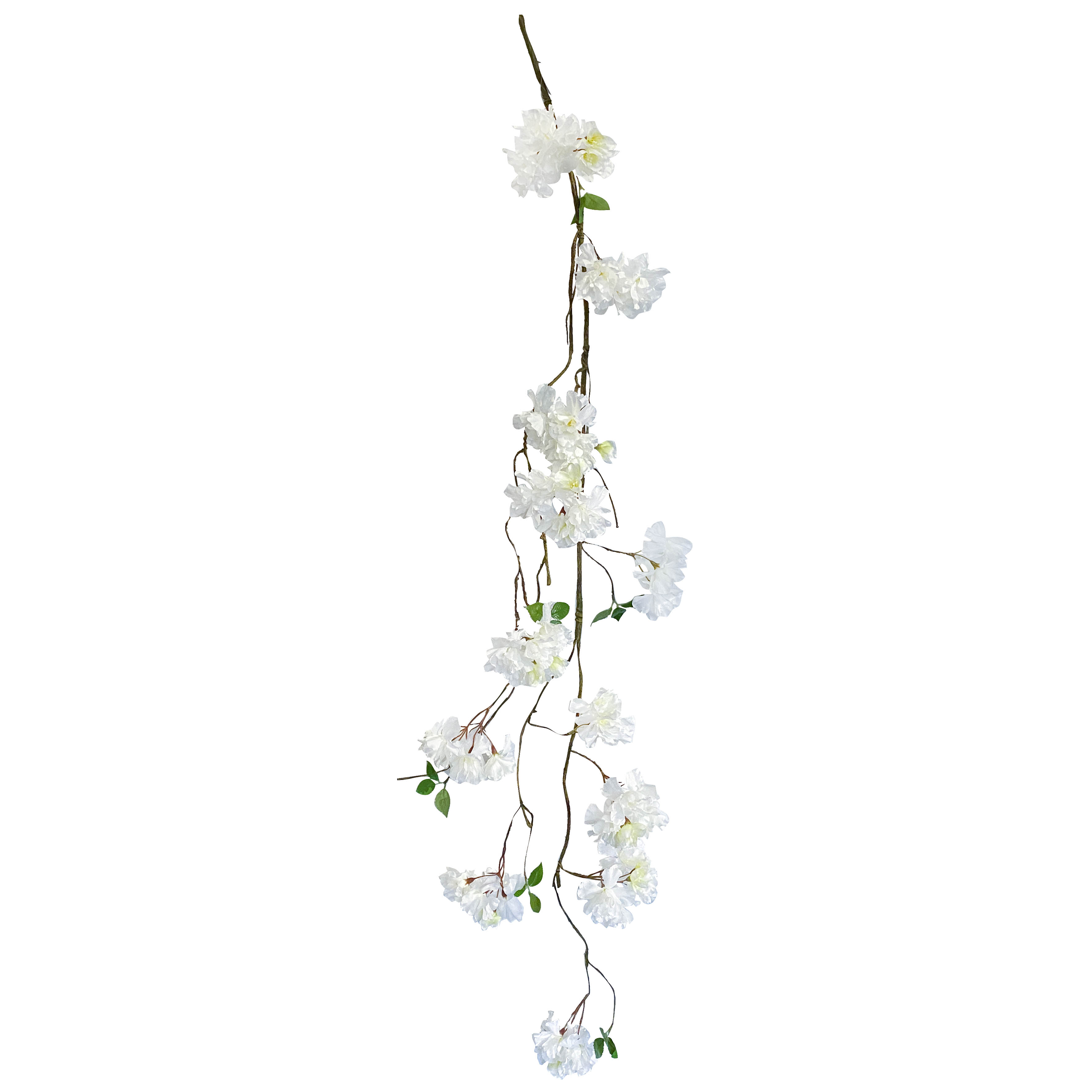 Kirsebærranke af plast med små hvide blomster