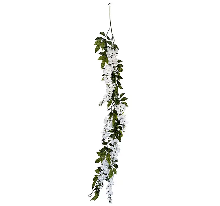 Wisteria ranke også kaldet blåregn kunstig ranke af plast med hvid blomster 156cm