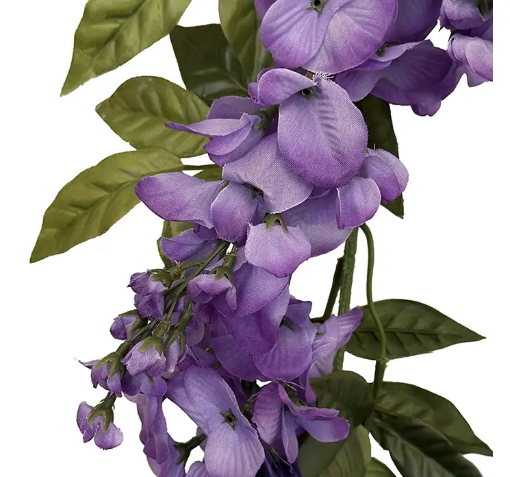 Wisteria ranke også kaldet blåregn kunstig ranke af plast med lilla blomster 156cm closeup