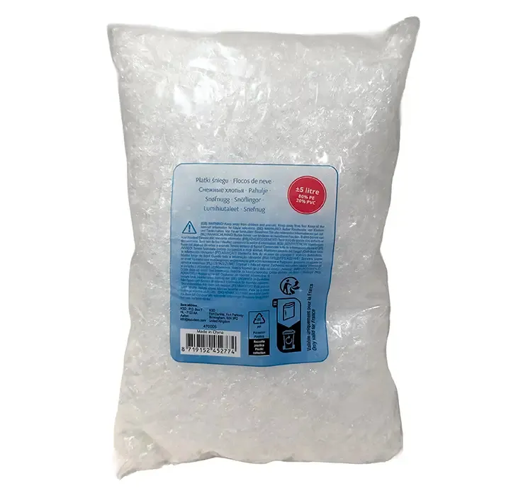 Kunstig sne brandhæmmende af hvid plast