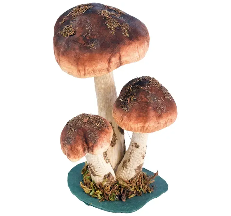 Kunstige brune svampe på græs, 3 stk.