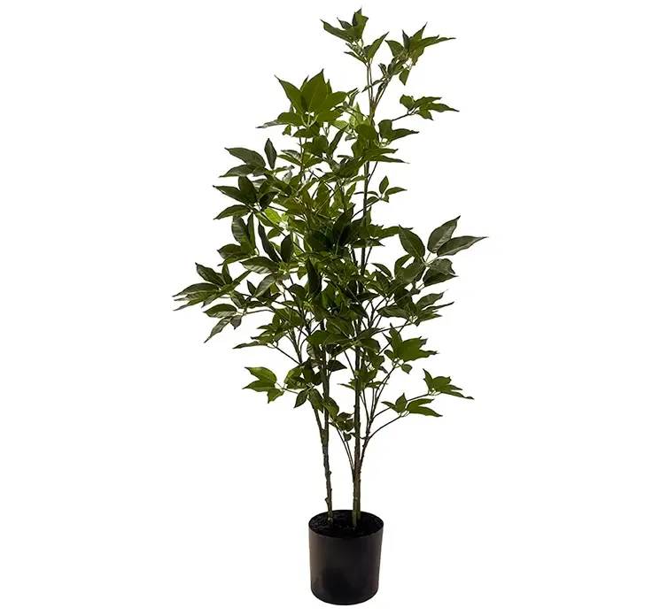 Kunstig araliatræ i sort potte af plast