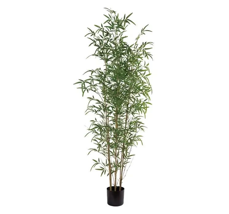 Kunstig bambus træ af plast i sort potte