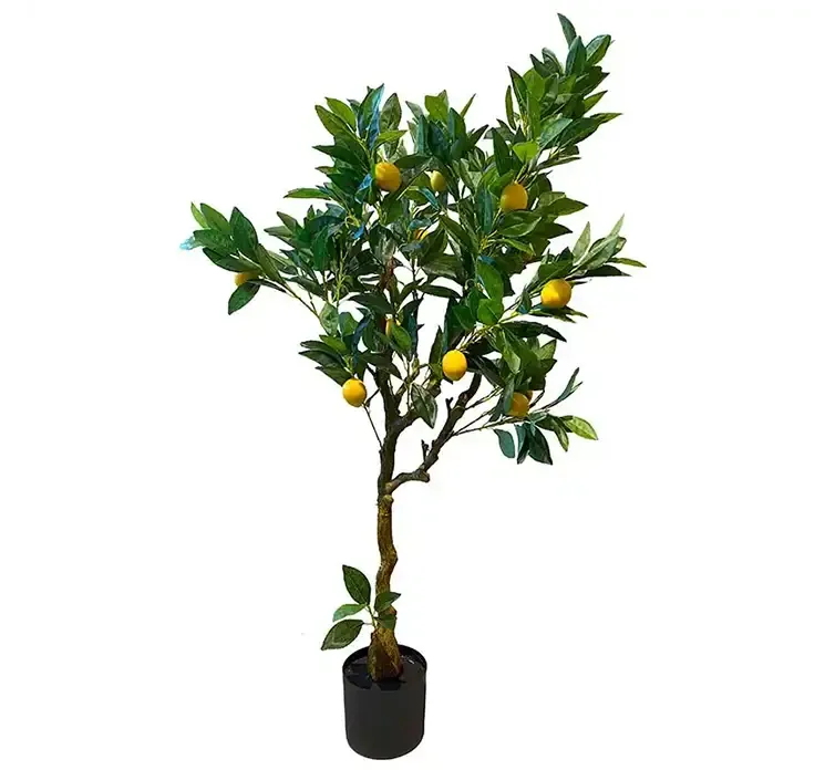 Kunstig citrontræ af plast i sort potte