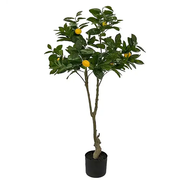 Citrontræ med citroner kunstig af plast i sort potte 150cm