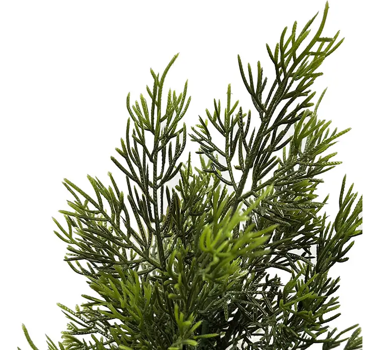 Cypress kunstig træ i grøn af plast uv-beskyttet i sort potte 120cm closeup