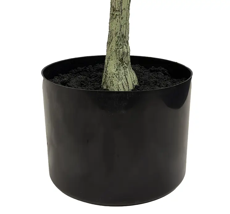 Eukalyptus kunstig træ af plast i grøn i sort potte 195cm closeup potte