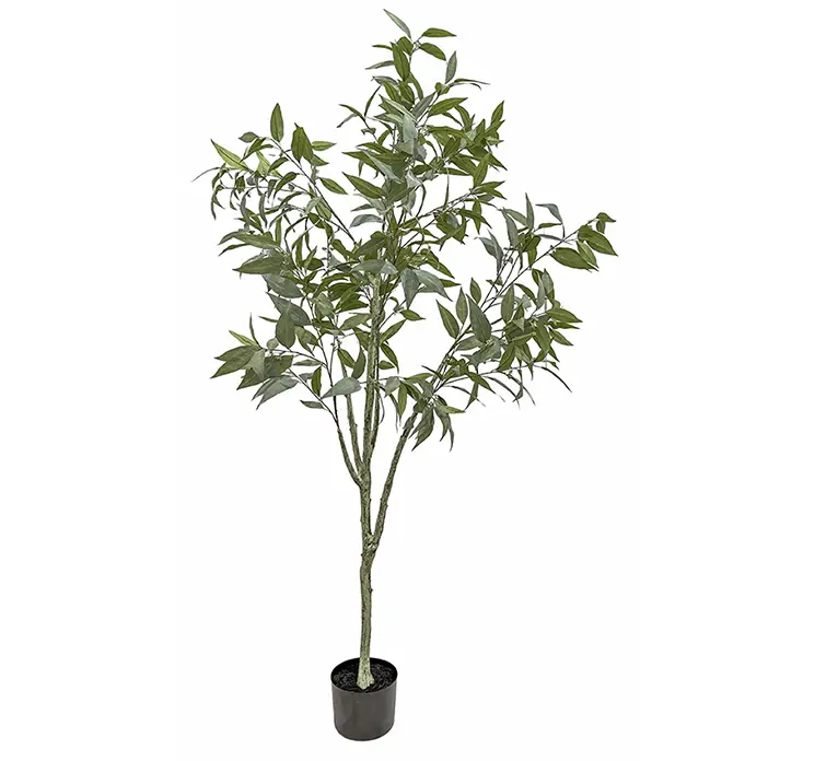 Eukalyptus kunstig træ af plast i grøn i sort potte 195cm