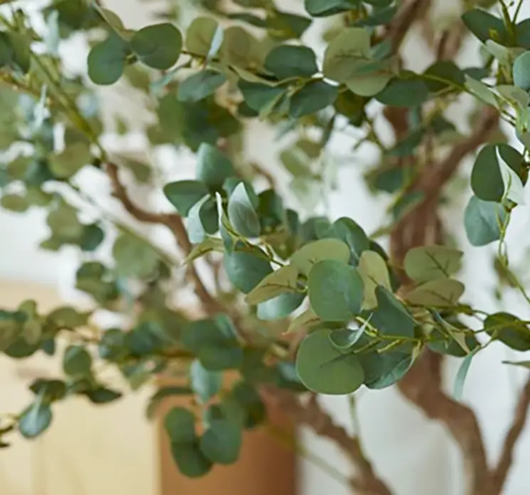 Eukalyptus kunstig træ af plast i grøn 240cm closeup