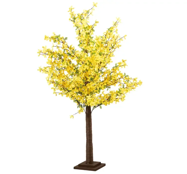 Kunstig forsythia træ med små gule blomster af kunstsilke og plast