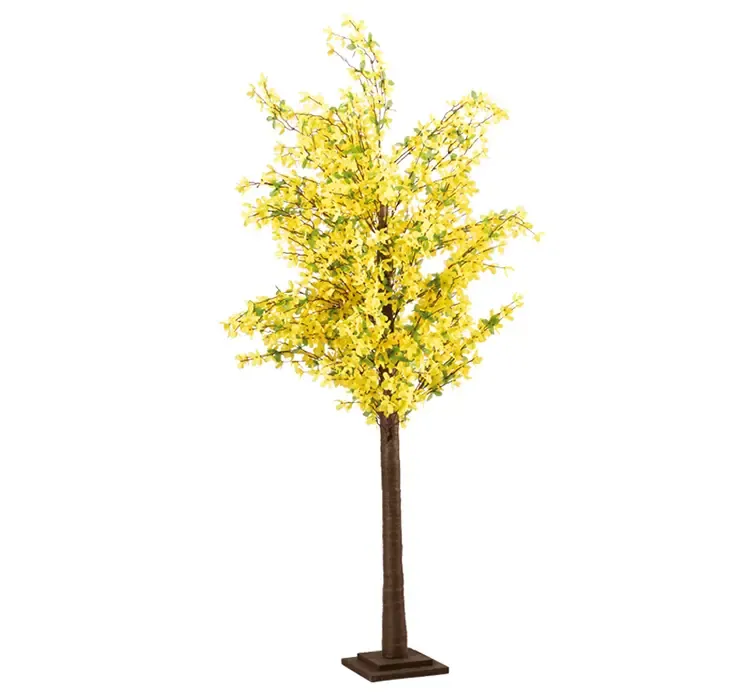 Kunstig forsythia træ med små gule blomster af kunstsilke og plast