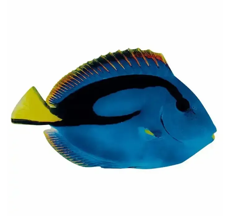 Kunstig trop fisk af træ i blå