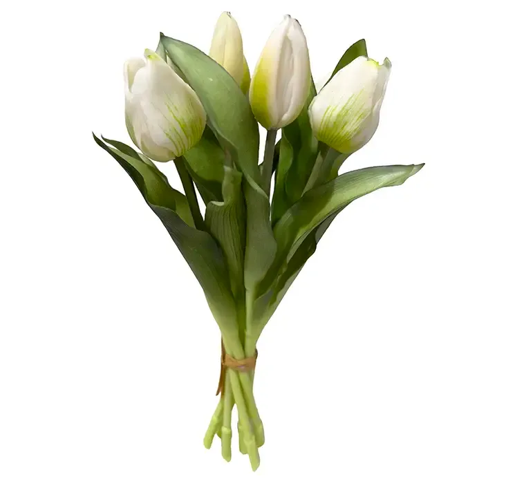 Kunstig tulipan buket af gummi i hvid