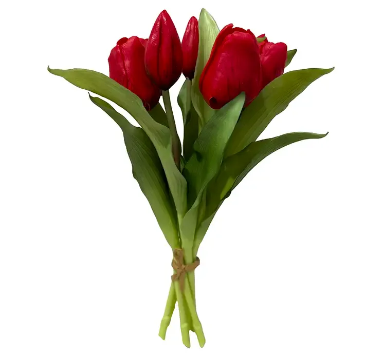 Kunstig tulipan buket af gummi i rød