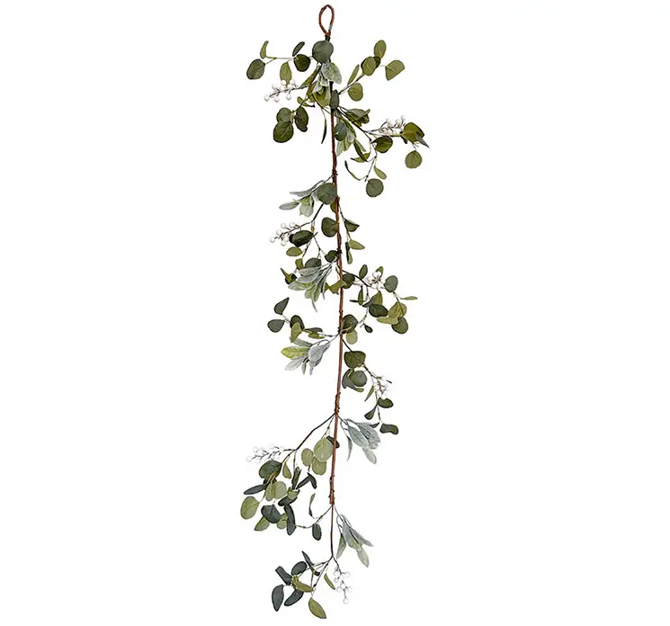 Eukalyptus ranke med hvide bær kunstig plante af plast i grøn 150cm