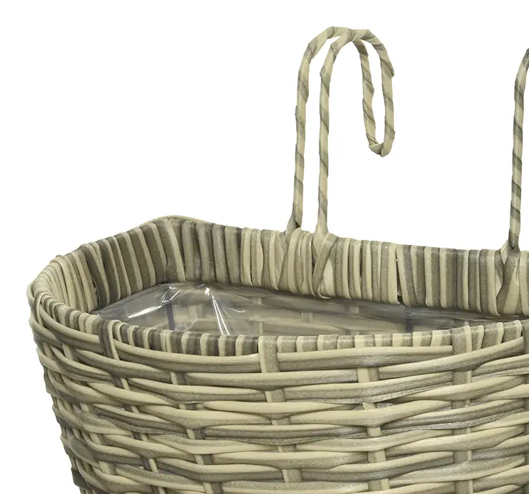 Kurve af rattan i lysebrun med ophæng til altan sæt med 2 stk closeup